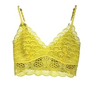 Free People Intimately Sunrise to Sunset Yellow Sunny Day Longline Bralette XS